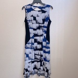 BCBGMaxAzria Midi Dress Icicle Sleeveless  black Blue White Gray Size S